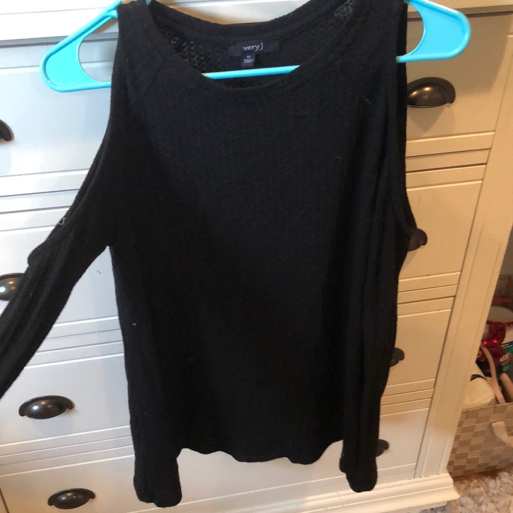 Black Cold Shoulder Top